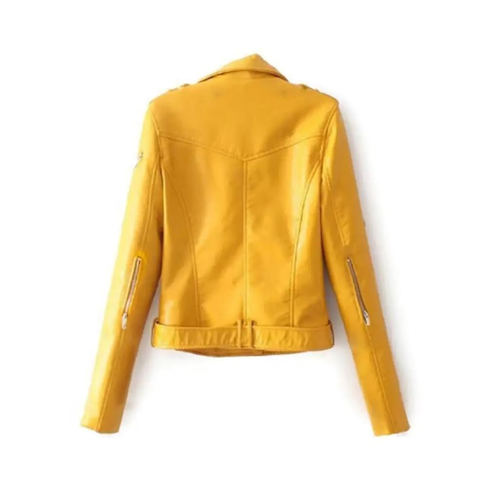 Women Leather Jacket Fashion Zipper Cool Coat Short Jacket